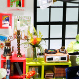 Miniature Wooden Dollhouse Kit – Sitting Room with Furniture for Children & Adults