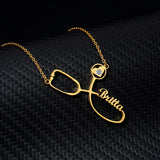 Stainless Steel Stethoscope Customised Name Necklace for Women, Jewelry Gift