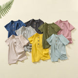 Baby Summer Short Sleeve Romper – Soft Cotton Button Bodysuit for Infants