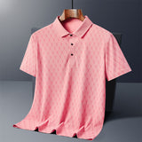Men’s Seamless Ice Silk Polo Shirt, Short Sleeve Plus Size Summer Top