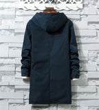 Solid Color Mid Length, Autumn Hooded Jacket Coat