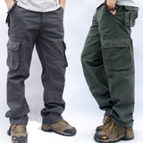 Multi-pocket Workwear Casual Trousers, Straight Men's Regular Fit Pants