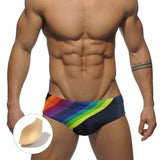 Men's Close Fitting Triangular Swimming Trunks with L-Guard Cup