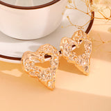 New Pleated Lava Hollow Heart-shaped Earrings, Personality Exaggerated Love Earrings for Women, Valentine's Day Jewelry