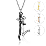 18K Love Hug Necklace, Couple Anniversary Valentine's Day Gift, Fashion Simple Temperament Clavicle Chain Pendant Necklace