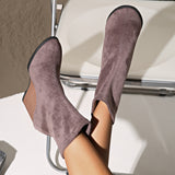 Fashion Thick-soled Boots, Winter Suede Height-increasing Warm Solid Ankle Wedges