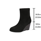 Fashion Thick-soled Boots, Winter Suede Height-increasing Warm Solid Ankle Wedges