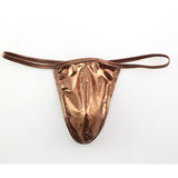 Shiny Men's Thong, Bronzing Patent Leather Shorts