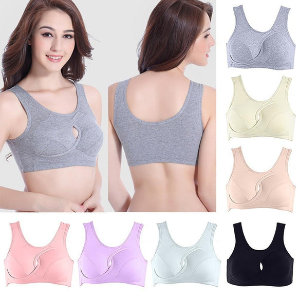 Plus Size Women's Bra, Ladies' Cotton Quake-proof Sleep Tops, No Buckles Non Wired Lingerie
