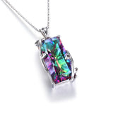 Rainbow Mystic Topaz Tourmaline Pendant Necklace in 925 Sterling Silver