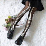 Halloween Black Bone Skeleton Pantyhose