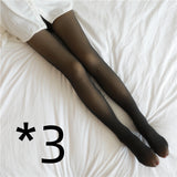 Translucent Plus Size Leggings, Fall and Winter Warm Fleece Lined Pantyhose, Women's Thermal Winter Tights