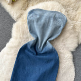 Women's Fashion, Temperament Skinny Breasted Denim Dress
