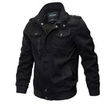 Plus Size Bomber Military Jacket, Men's Autumn Winter Outwear, Casual Cotton Washed Coat, Army Flight Tactical Blazer