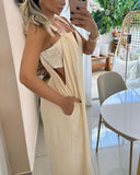 Spring and Summer Solid Color Wide Leg Jumpsuit for Women