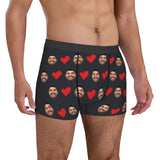 Personalized Face Photo Underwear, Heart Boxers Men's Briefs, Gifts for Husbands, Boyfriends