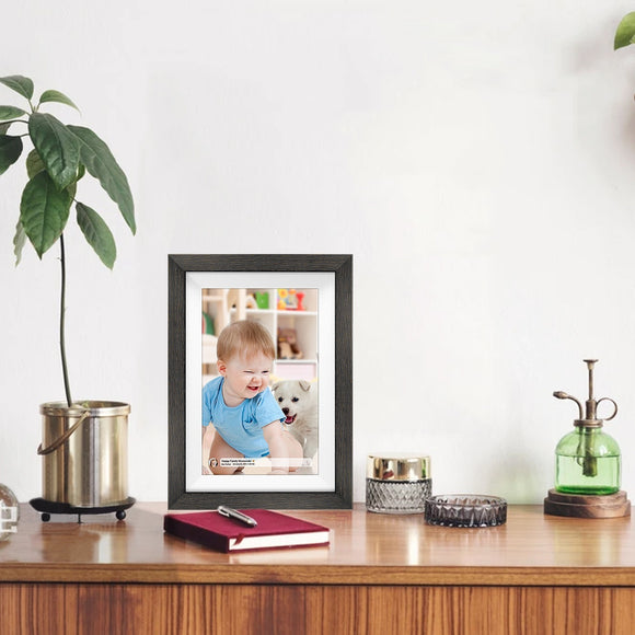 Wooden Frame Smart Touch, HD Wireless Digital Photo Frame