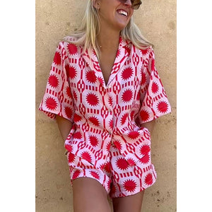 New Polo Shorts + Sleeved Pocket Collar Shirt, Women's Suit