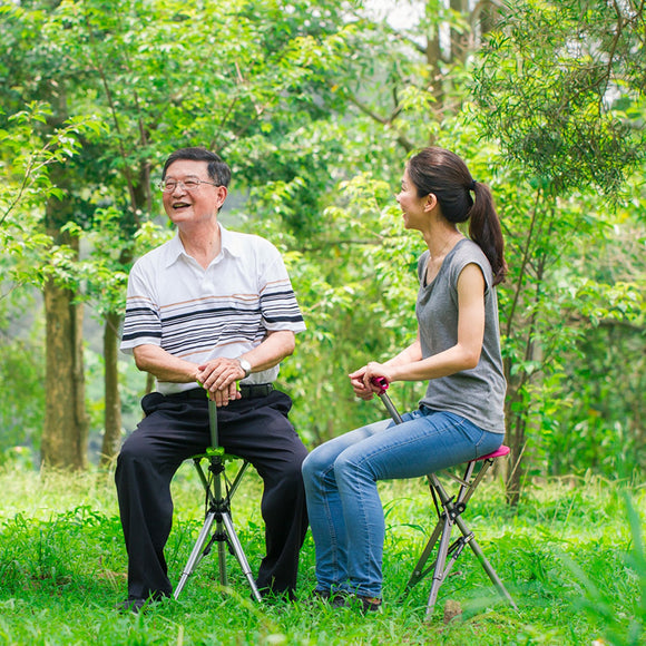 Folding Cane Sticks for the Elderly, Non-slip Sit On Stools
