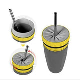 No Cover Twist Travel Cup, Double Insulation Tumbler Straw, Sippy Portable Water Bottles for Children and Adults