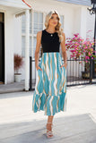 Round Neck Sleeveless Long Dress, Summer Fashion Striped Print Dresses, Women's Clothing