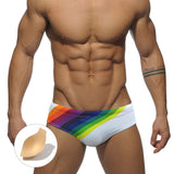 Men's Close Fitting Triangular Swimming Trunks with L-Guard Cup