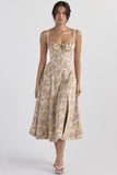 Fashion Suspender Gown for Women, Commuter Temperament, Solid Color, French, High-split Sexy Summer Dresses