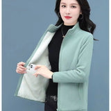 Women's Autumn and Winter Lamb Wool, Stand Up Collar Cardigan Sweatshirt