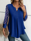 Spring and Summer Mesh Sleeves Button Shirt for Women