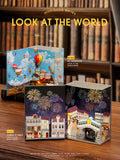 DIY Hut, Water City Log Hot Air Balloon Stand Mini Book House