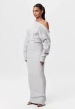 INS Sexy Off-shoulder Slim Fit Knit Long Sleeve Bodycon Maxi Dress