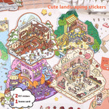 Decompression Cartoon Landscape Stickers — Creative Miniature Scene Collage DIY Set