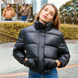 Y2K Short Padded Jacket for Women – Warm Cotton Coat with Stand Collar