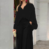 Women's Printed Shirt and Wide Leg Pants, Fashion Casual Set