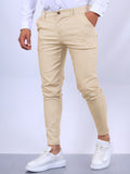 Men's Slim Button Trousers, Office Fashion, Solid Versatile Long Pencil Pants