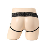 Polyester Men's Embroidered Underwear, High Waist Lace Belt Pants (Pack of 2)