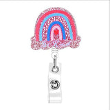 Rainbow Retractable Rotating Pull Stripping Clip Voucher or ID Buckle for Medical and Lab Practioners