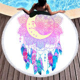 Bohemian Microfiber Round Beach Towel – Quick-dry Tassel Picnic & Pool Mat