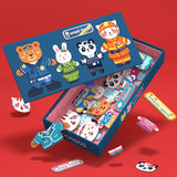 Premium Wooden Magnetic Plane Puzzle – Animal Dress-up Montessori Toy for Children