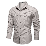 Long-sleeve Solid Color Shirt, Military Style Clothing