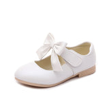Girls' White Leather Sandals, Bowknot Children Princess Shoes