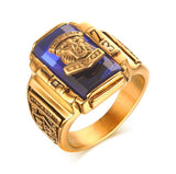 And the Wind 1973 Tiger Walton Navy Titanium Ring, Men's Personality RC-303 Retro Ring