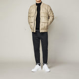 Men’s Lightweight Gray Down Jacket – Winter Baseball Collar, Warm Duck Down Coat