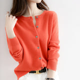 New Thin Round Neck Cardigan Sweater, Short Outer Tops