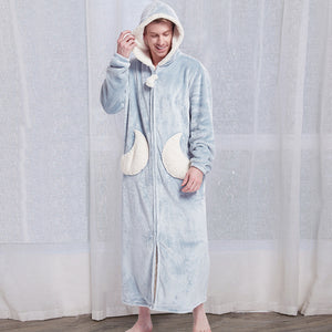 Women and Men's Winter Bath Robe, Hooded Night Dress Gown Sleepwear