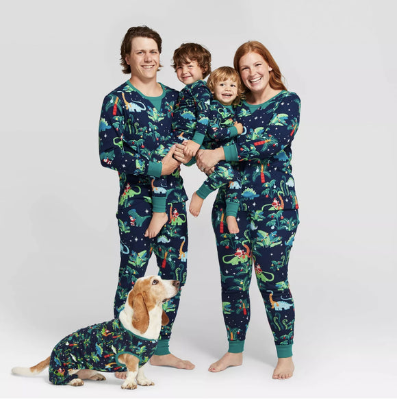 European Christmas Dinosaur Family Matching Nightwear – for Complete Family & Even the Pet