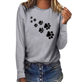 Ladies Bear Paw Print Long Sleeve T-shirt – Casual Women’s Graphic Tee