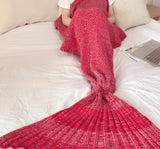 Hot Mermaid Blanket, Handmade Knitted Sleeping Wrap, TV Sofa Mermaid Tail Kids or Adults' Crocheted Bag Bedding Throws