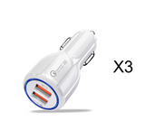 Quick Charge Car Charger for Mobile Phone, Qualcomm QC 3.0 Fast Charging Adapter, Mini Dual USB Car Charger