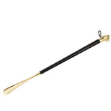 Luxury Solid Wood Shoehorn with Metal Handle – Long Handle Shoe Lifter for Easy Wear